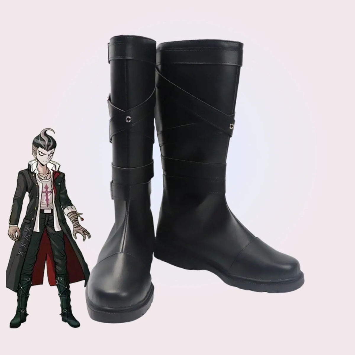 Danganronpa Gundam Tanaka Cosplay Shoes Black Boots