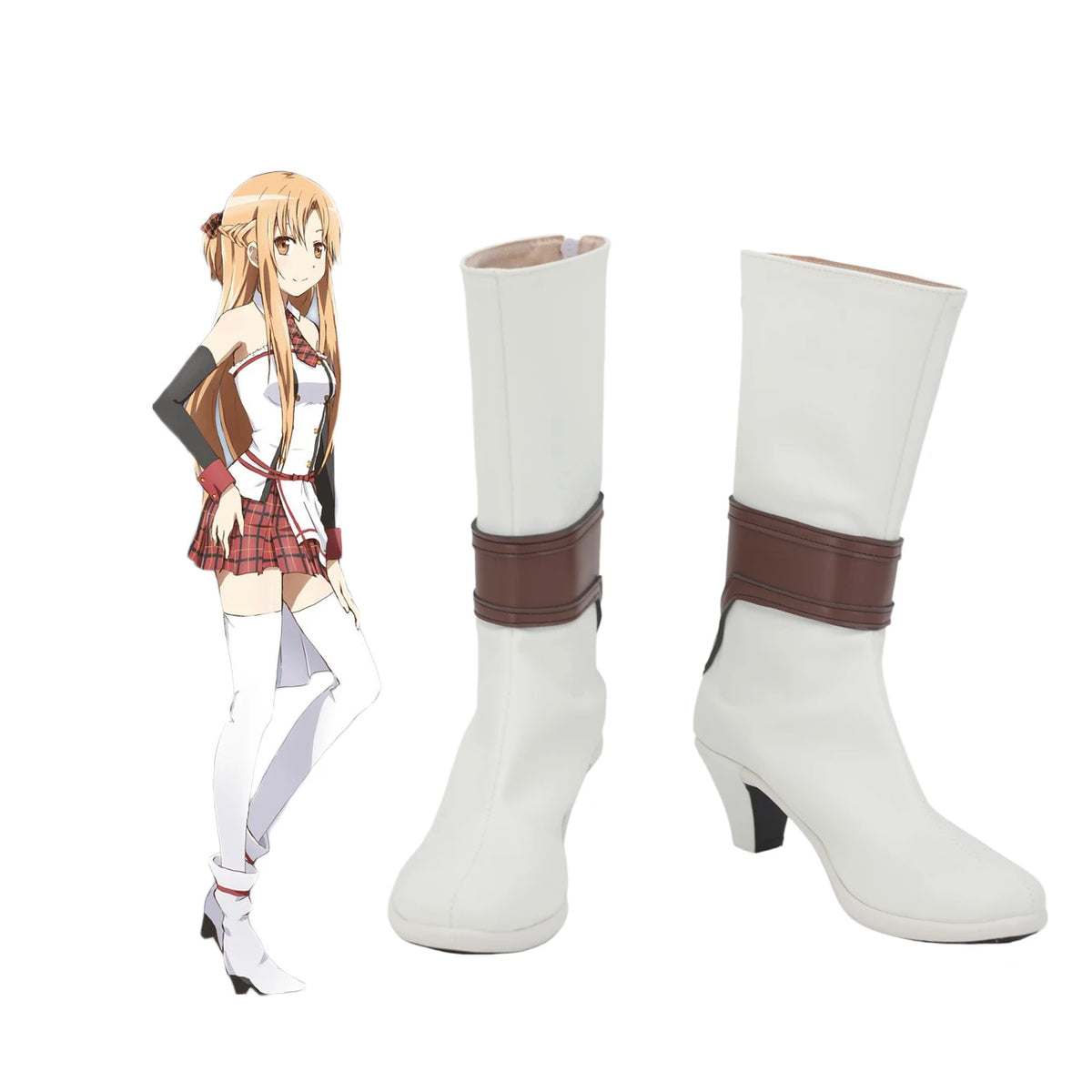 Sword Art Online Asuna Cosplay Boots White Shoes High Heel