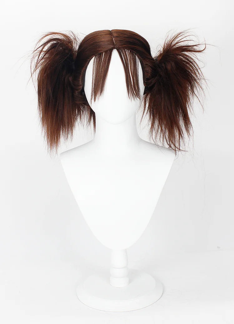 Perruque cosplay Jujutsu Kaisen Choso Oni-chan, châtain foncé, couettes doubles, cheveux synthétiques résistants à la chaleur 