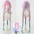 Honkai Star Rail Cyrene Cosplay Wig Multicolor Gradient 100cm Twin Braids Synthetic Hair