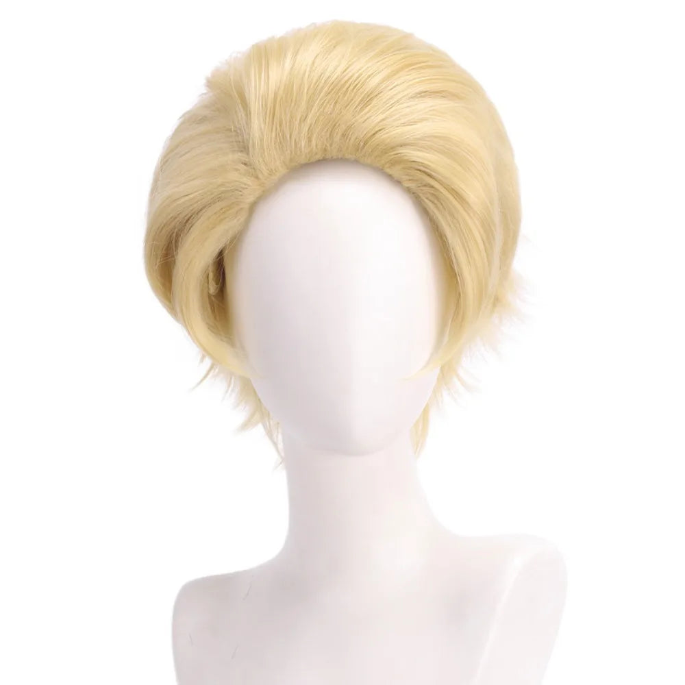 Perruque de cosplay Lucifer de Hazbin Hotel, cheveux courts blonds blancs