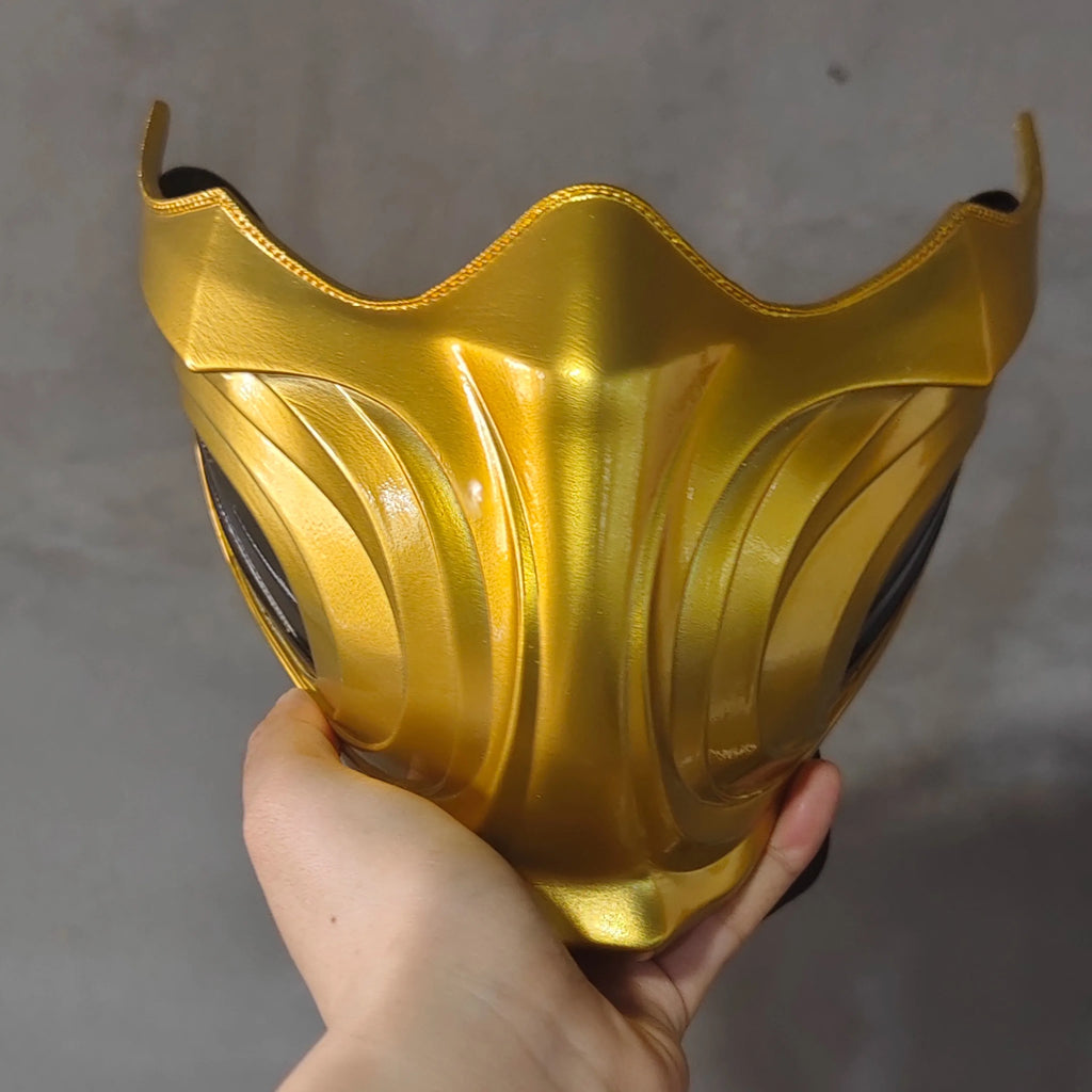 Mortal Kombat Sub-Zero Scorpion Half Face Mask Golden Ninja Cosplay Prop