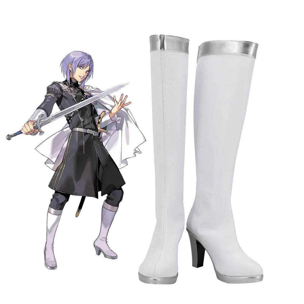 Fire Emblem Yuri Cosplay Boots White High Heel Shoes
