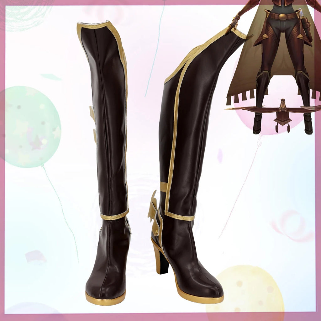 League of Legends LOL Ashe Western Angel Cosplay Shoes High Heel Boots