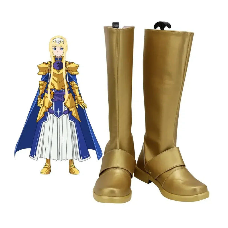 Sword Art Online Alice Zuberg Cosplay Shoes Golden Boots