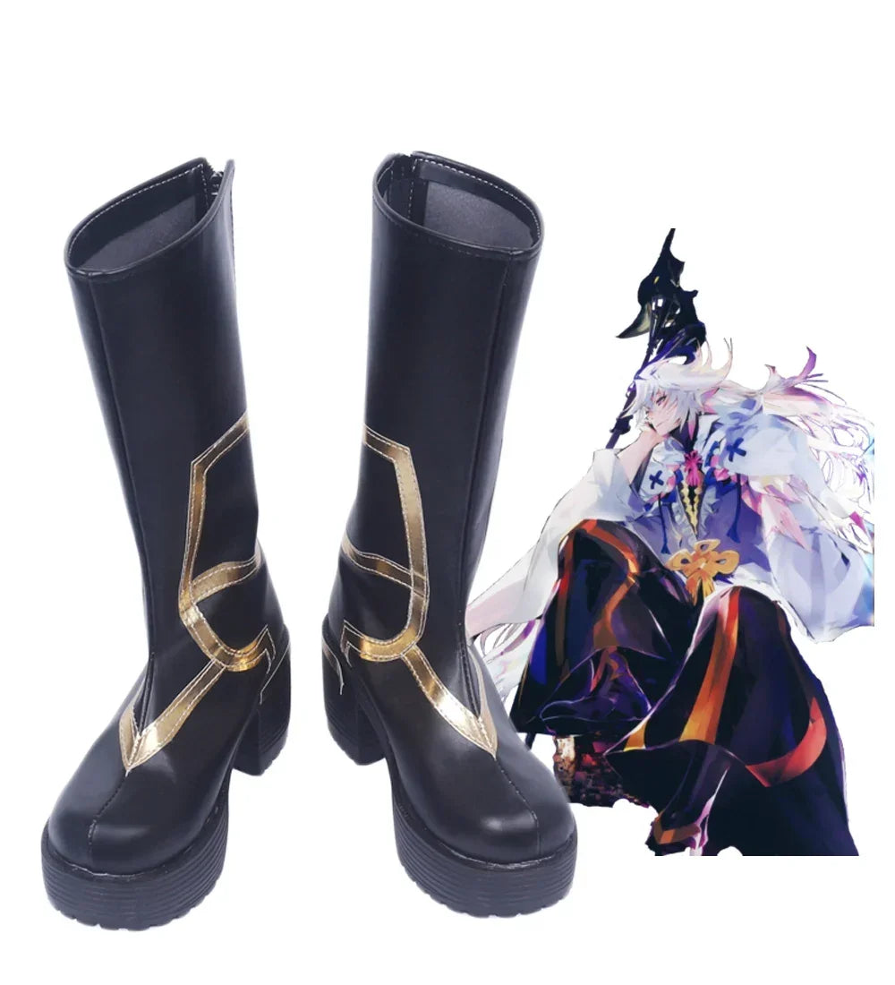 Fate Grand Order FGO Caster Merlin Cosplay Boots High Heel Shoes