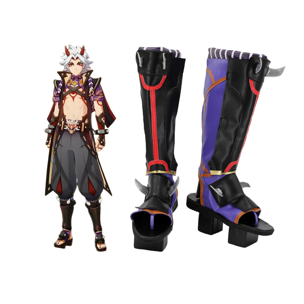 Genshin Impact Arataki Itto Cosplay Boots High Heel Shoes