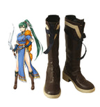 Fire Emblem Blazing Sword Lyn Cosplay Boots Brown Shoes Custom Made
