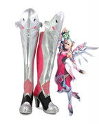 Overwatch OW Mercy Angela Ziegler Cosplay Boots Pink Skin Shoes Custom Made