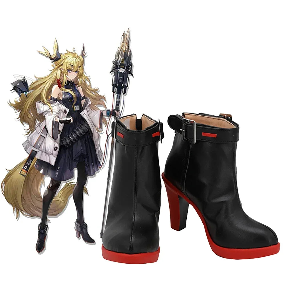 Arknights LEIZI Cosplay Boots Black High Heel Shoes