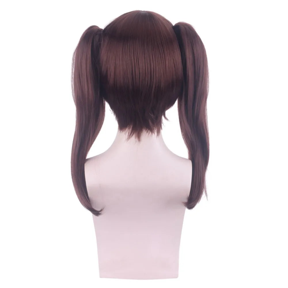 Perruque de cosplay Diane des Sept Péchés Capitaux avec double couettes à clips, cheveux longs bruns