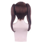 Perruque de cosplay Diane des Sept Péchés Capitaux avec double couettes à clips, cheveux longs bruns