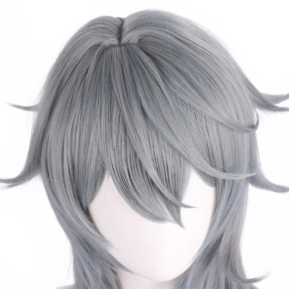 Honkai Star Rail Sunday Cosplay Wig with Realistic Scalp for Men Women Silver Hair