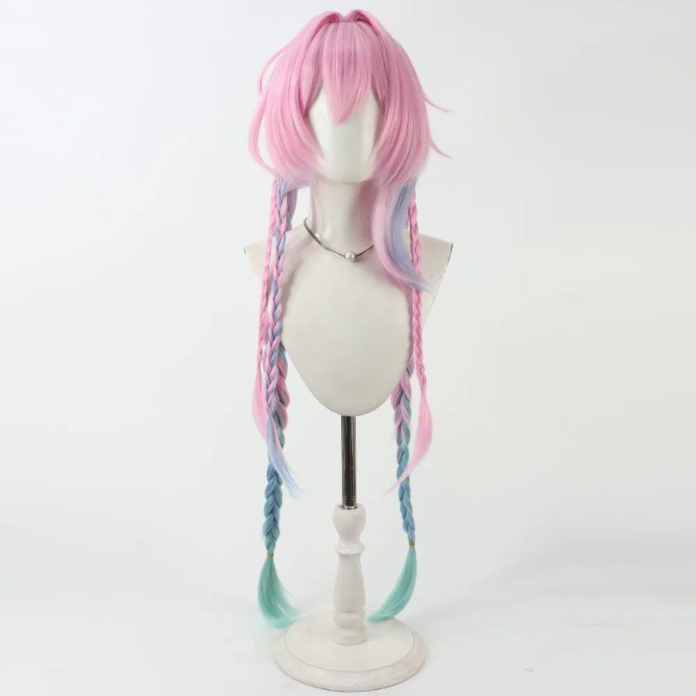 Honkai Star Rail Cyrene Cosplay Wig Multicolor Gradient 100cm Twin Braids Synthetic Hair