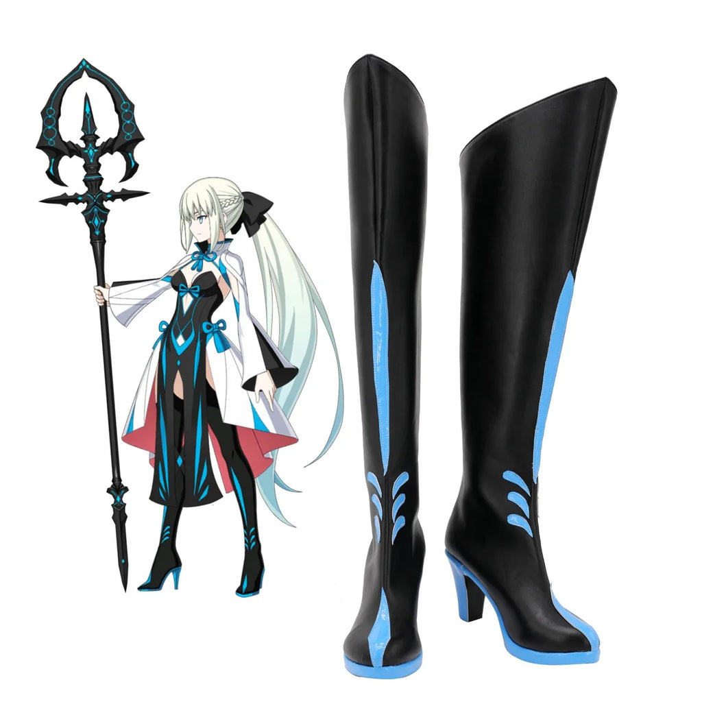 Fate Grand Order Morgan Le Fay Cosplay Boots High Heel Black Shoes