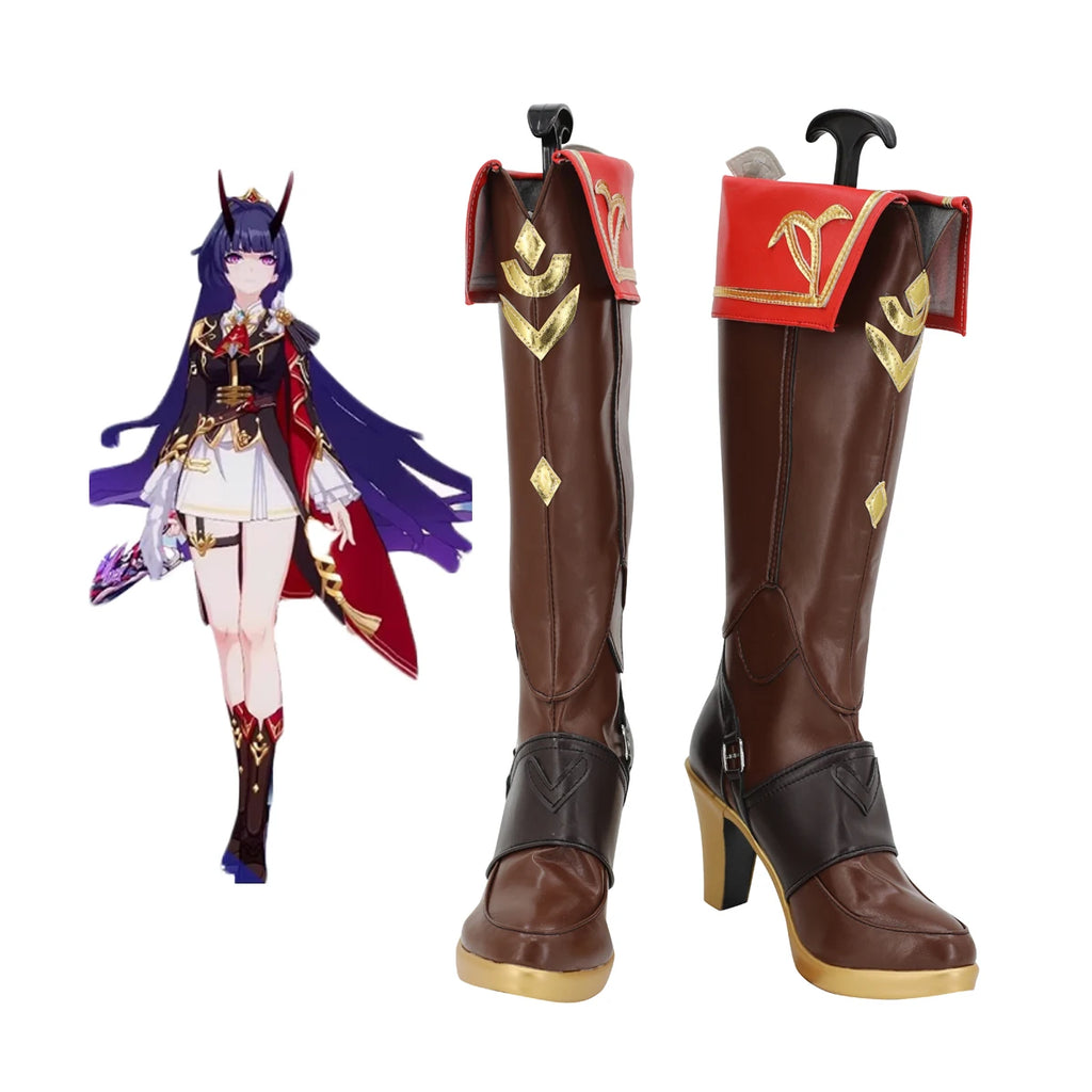 Honkai Impact 3 Raiden Mei Blazing Night Cosplay Shoes Brown Boots