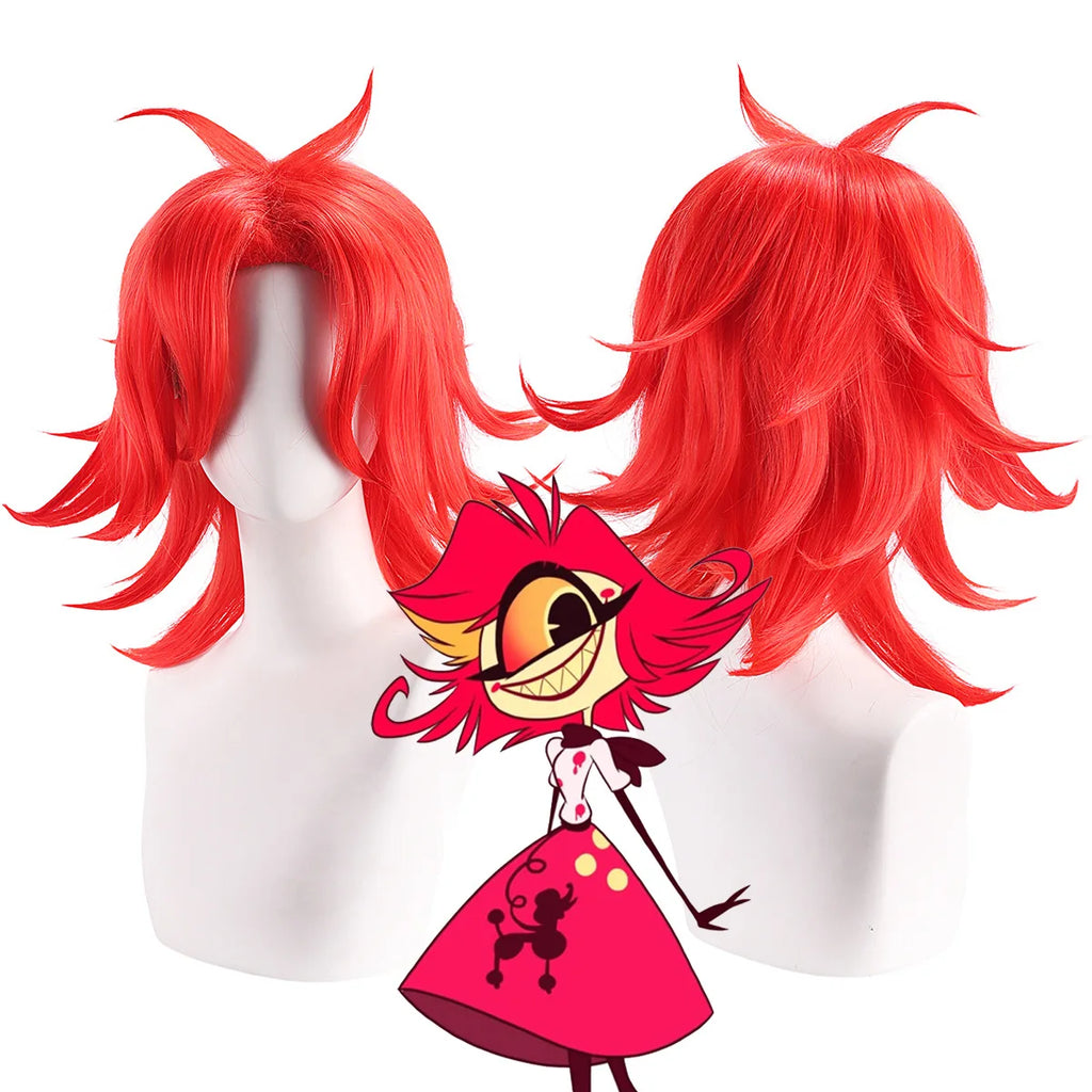 Perruque de cosplay Niffty de Hazbin Hotel, cheveux rouge vif