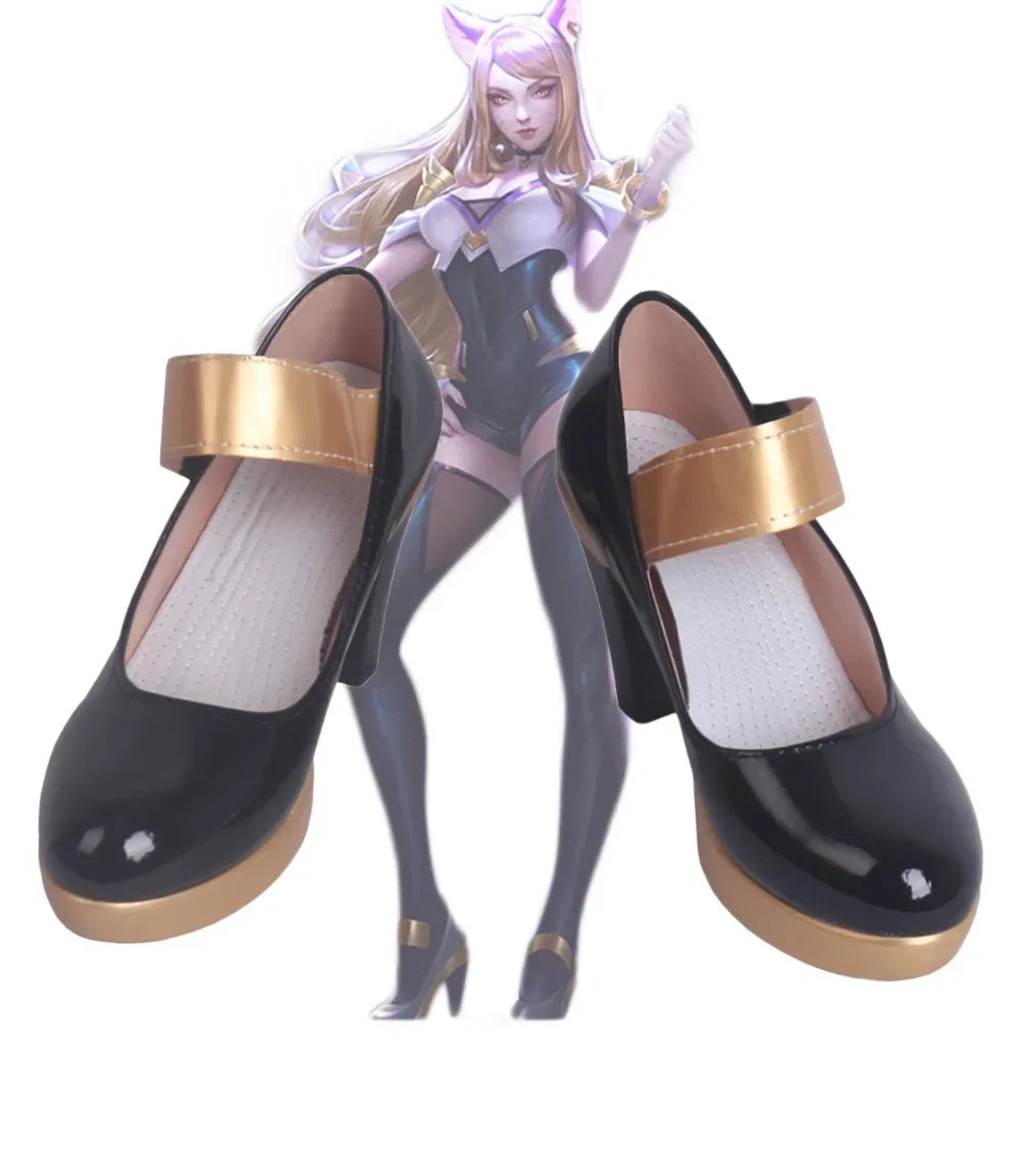 LOL KDA Ahri Cosplay Shoes Black Boots Custom Made