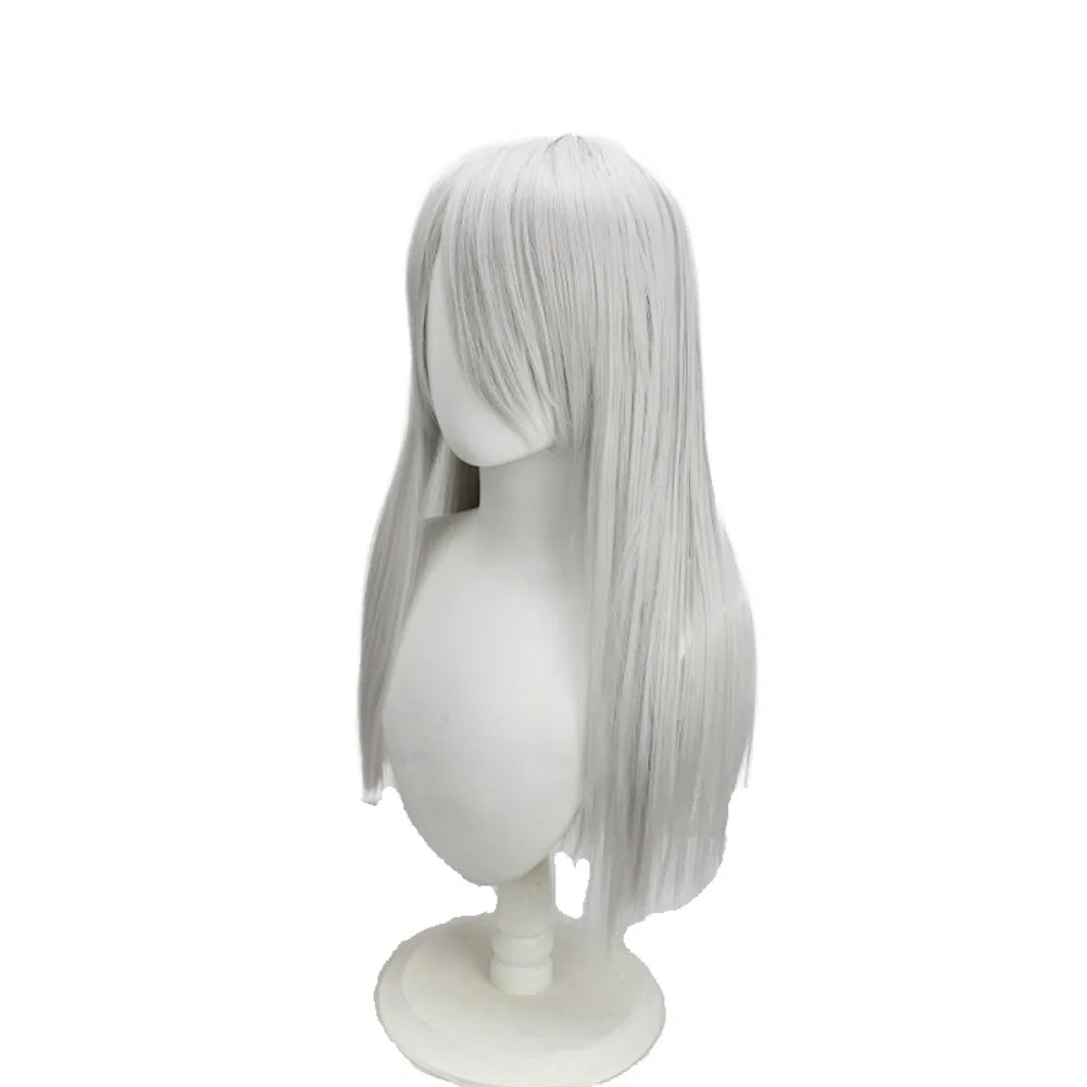 Perruque de cosplay de Jushiro Ukitake (Bleach) - Cheveux longs, gris argenté et raides 
