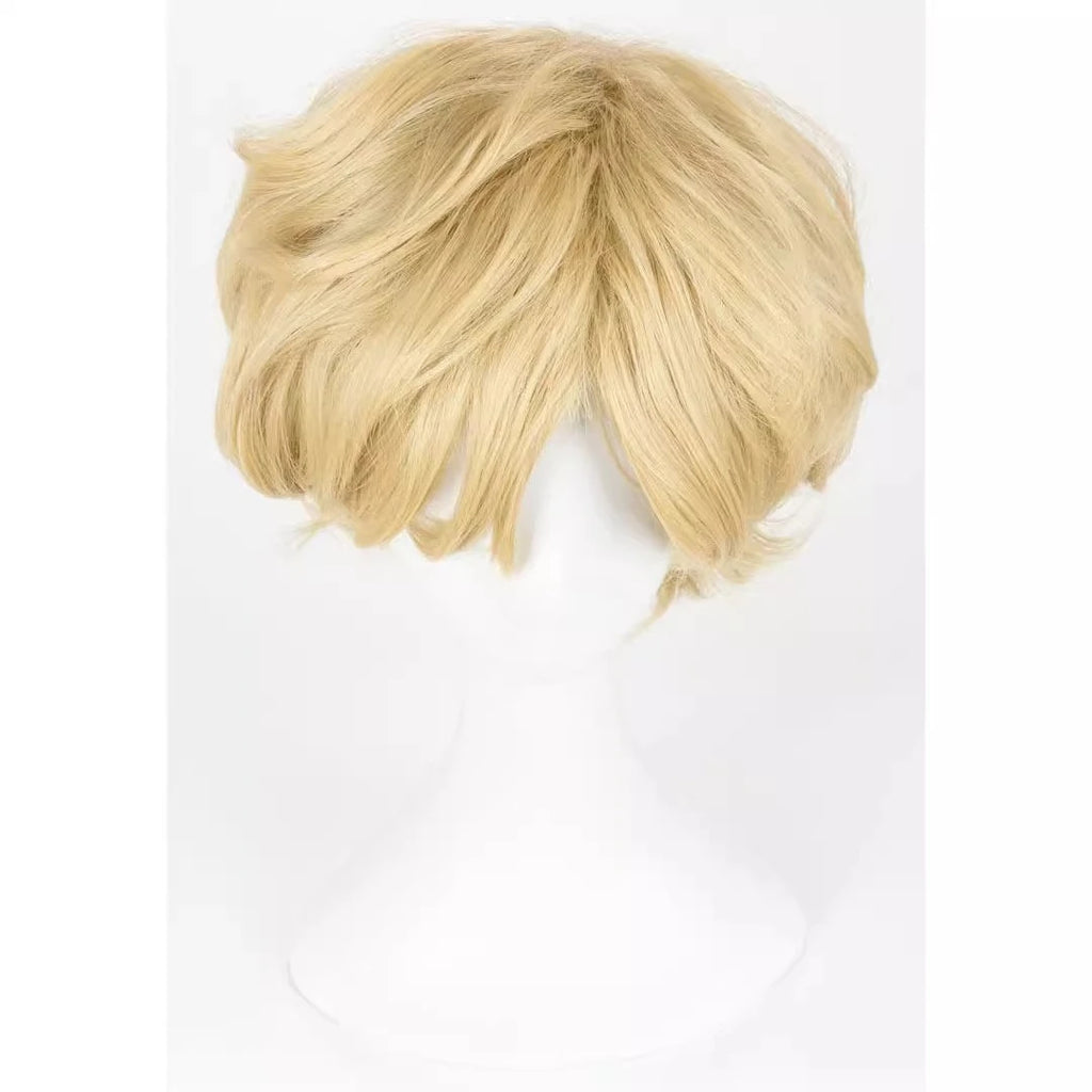 Perruque de cosplay Sailor Moon Uranus Haruka, cheveux courts ondulés blond clair 