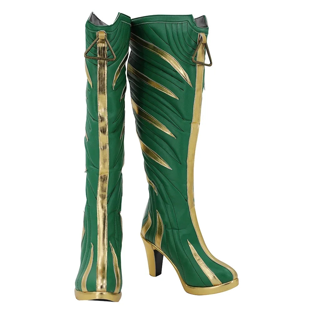 Bottes de cosplay Loba Andrade d'Apex Legends, chaussures à talons hauts vertes sur mesure