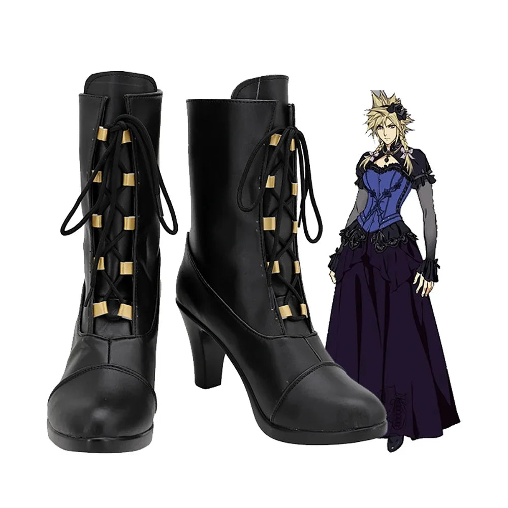 Final Fantasy 7 Cloud Strife Cosplay Wedding Shoes High Heels Black Boots