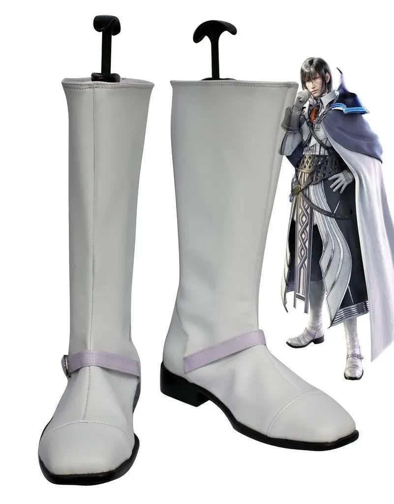 Final Fantasy XIII FF13 Cid Raines Cosplay Boots Custom Made White Shoes
