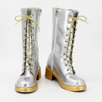 KPop Demon Hunters Zeoy Cosplay Shoes Silver Boots Custom Made Any Size