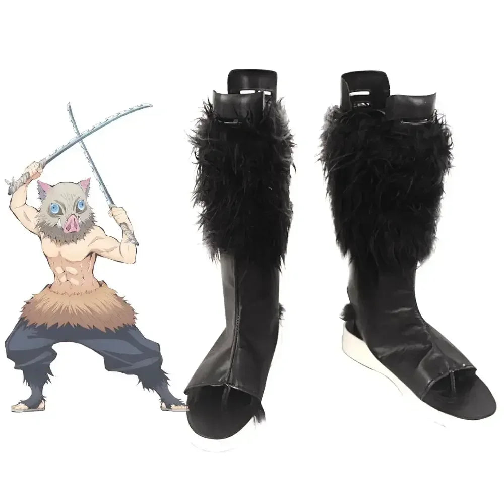 Chaussures de cosplay Inosuke Hashibira de Demon Slayer, bottes noires