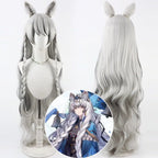 Arknights Pramanix Alternate Cosplay Wig Silver White Gradient Hair with Detachable Ears
