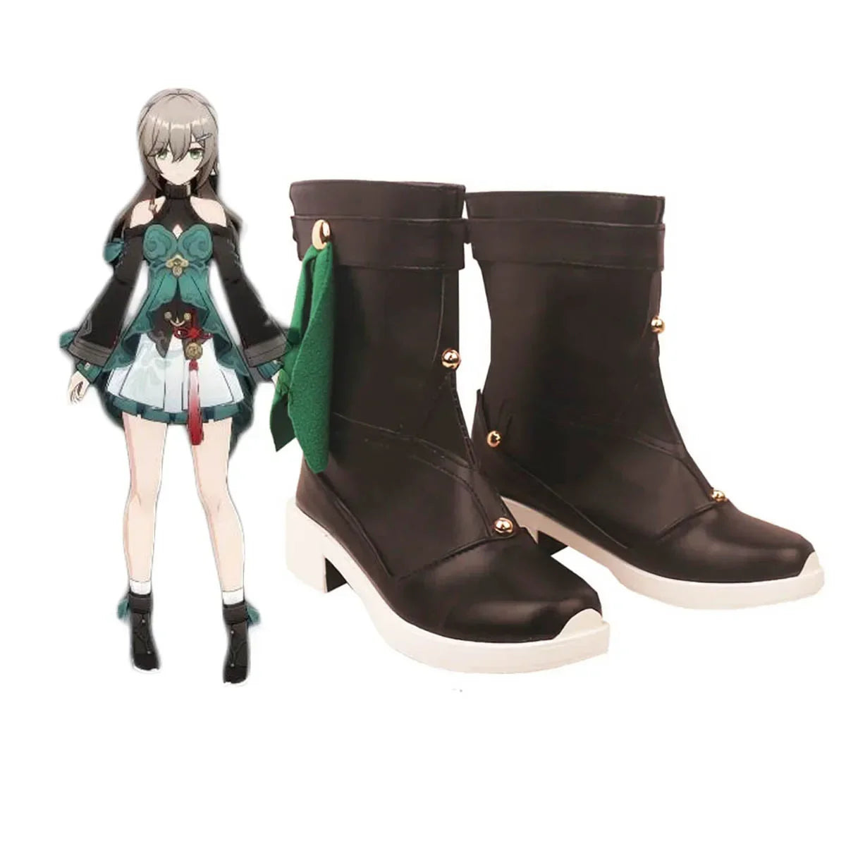 Honkai Star Rail Qingque Cosplay Boots Black Shoes