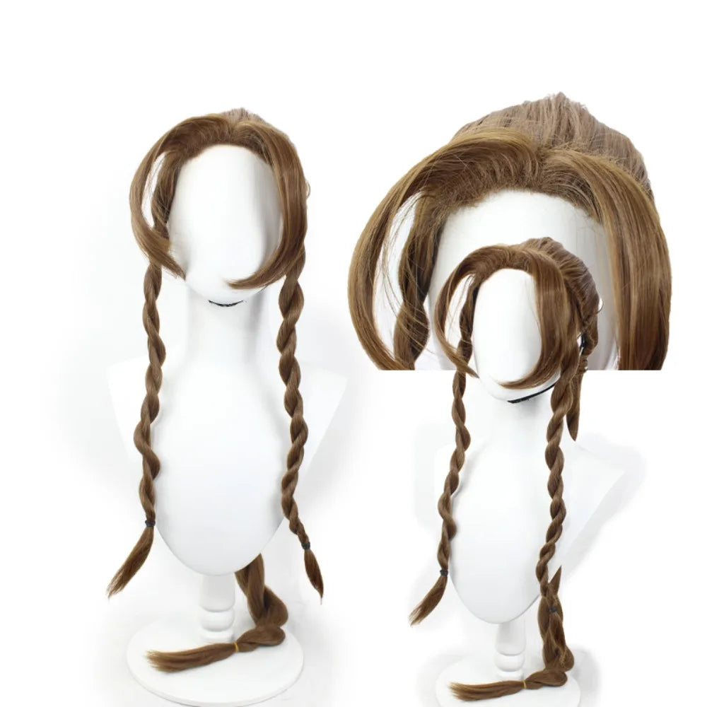Final Fantasy VII Aerith Gainsborough Cosplay Wig Long Brown Hair